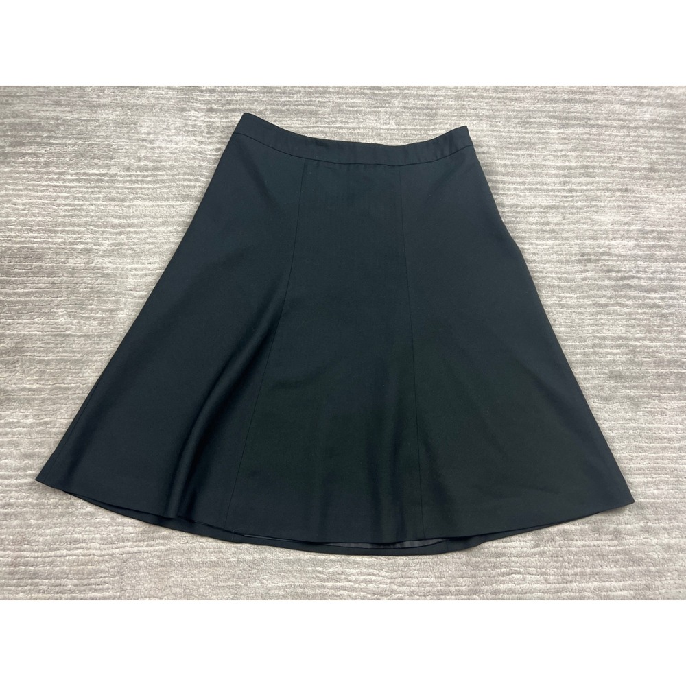 Merona Skirt Women 4 Black A-Line Wool Blend Herringbone Knee Length Office Wear